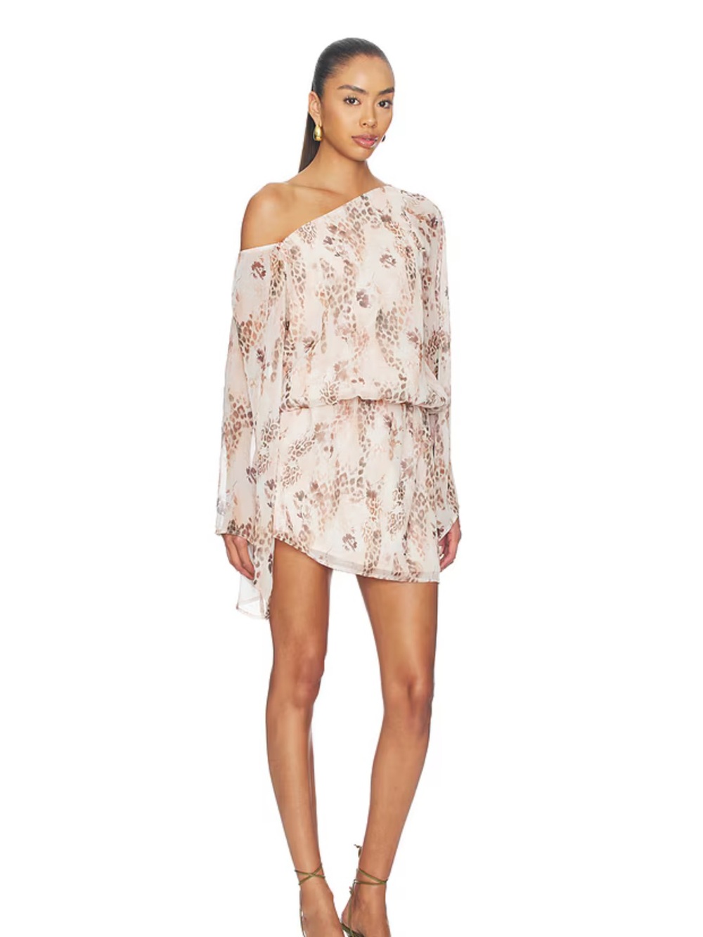 superdown One-Shoulder Blush Snake-Print Mini Dress